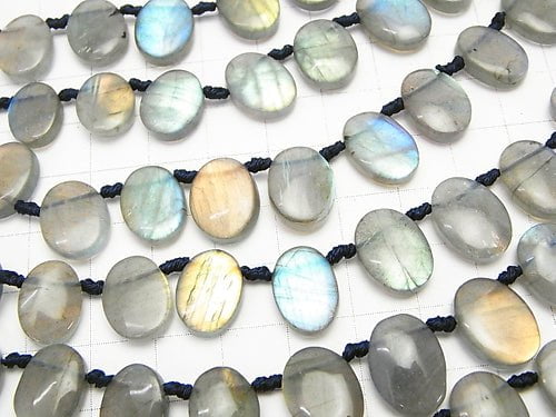 Labradorite AAA--AA++ Oval  Top Side Drilled Hole  half or 1strand beads (aprx.6inch/16cm)