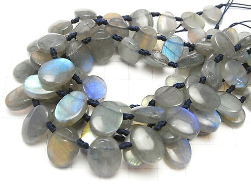 Labradorite AAA--AA++ Oval  Top Side Drilled Hole  half or 1strand beads (aprx.6inch/16cm)