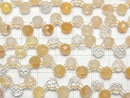 [Video]Yellow Hematite Quartz Onion Faceted Briolette 7x7x7mm 1/4 or 1strand beads (aprx.15inch/36cm)