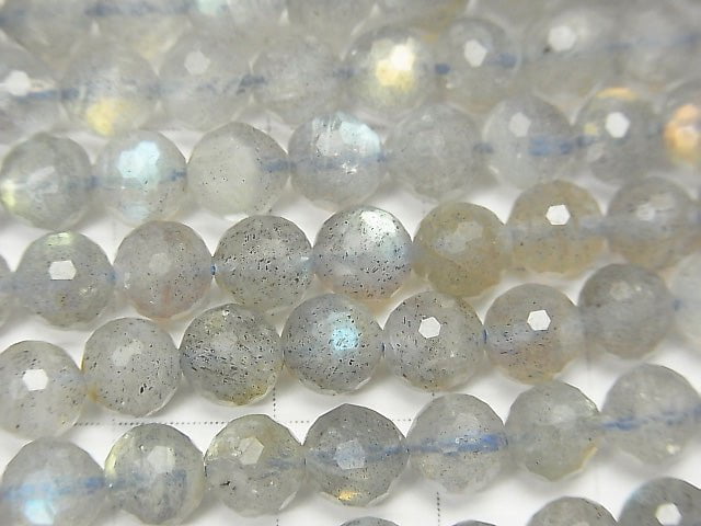 [Video] High Quality! Labradorite AA+ 128Faceted Round 6mm half or 1strand beads (aprx.15inch/36cm)