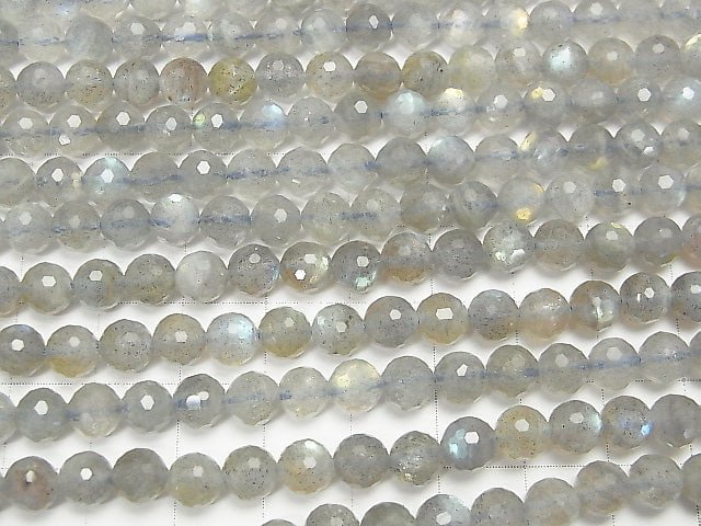 [Video] High Quality! Labradorite AA+ 128Faceted Round 6mm half or 1strand beads (aprx.15inch/36cm)