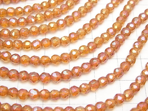 1strand $9.79! Orange Flash Crystal 32 Faceted Round 4 mm 1strand beads (aprx.15 inch / 38 cm)