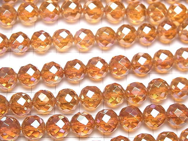 [Video] Orange flash crystal 64 Faceted Round 10 mm half or 1 strand beads (aprx. 15 inch / 36 cm)