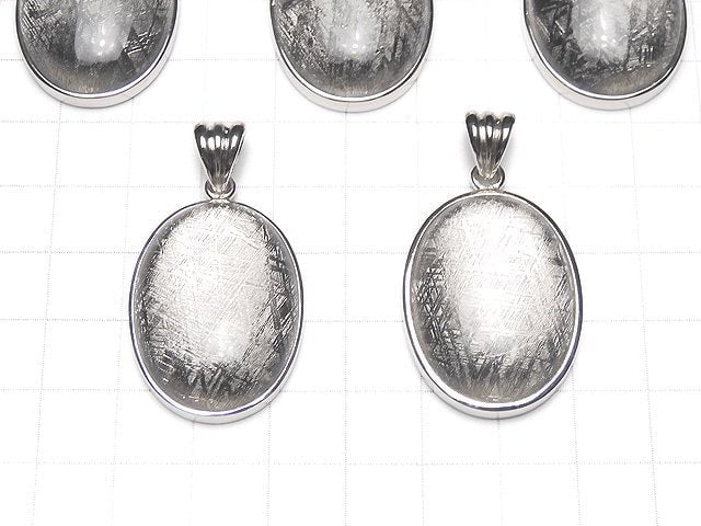 [Video] Meteorite (Muonionalusta ) Oval Pendant 32x23x7mm Silver925