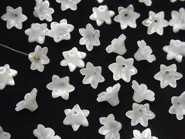 Nacre Blanche MOP AAA Fleur 3D [6mm][8mm][10mm] Trou Central 4pcs