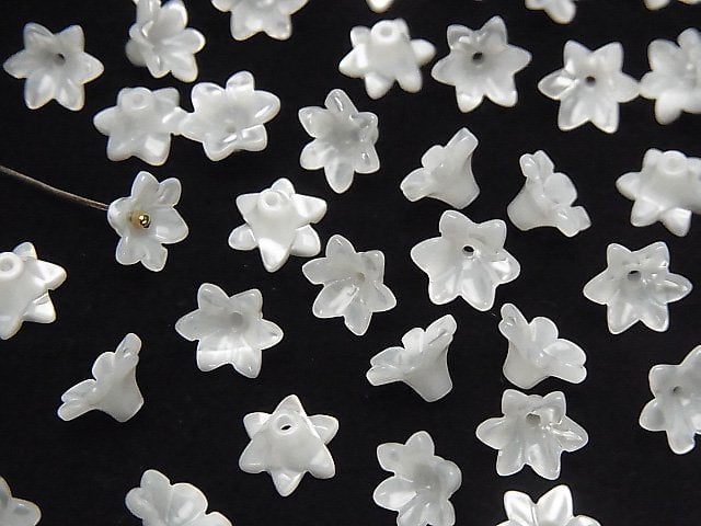 [Video]Mother of Pearl MOP White AAA 3D Flower [6mm][8mm][10mm] Center Hole 4pcs