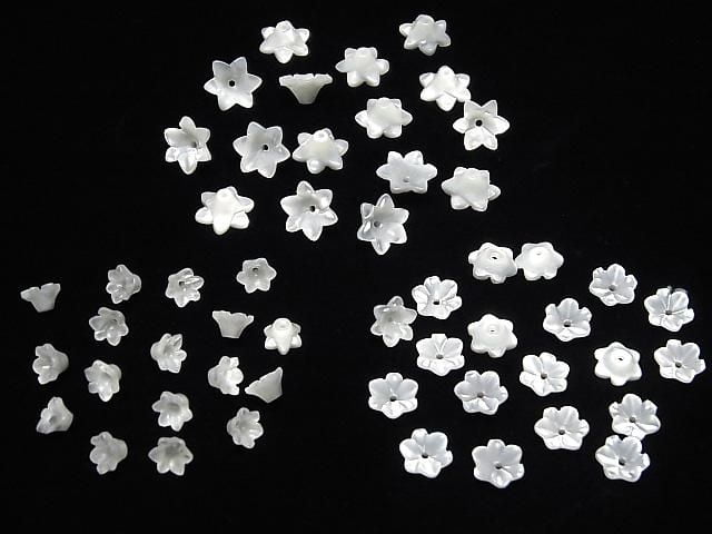 Nacre Blanche MOP AAA Fleur 3D [6mm][8mm][10mm] Trou Central 4pcs