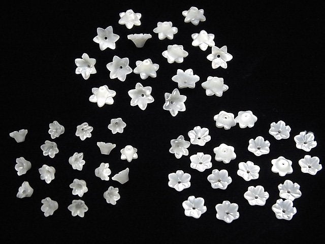 [Video]Mother of Pearl MOP White AAA 3D Flower [6mm][8mm][10mm] Center Hole 4pcs