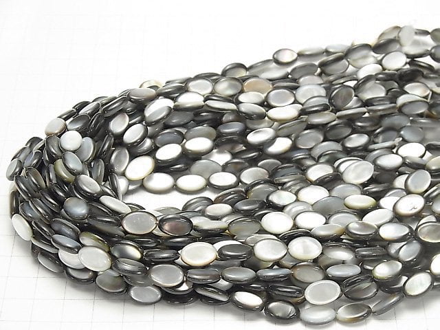 [Video] Black Shell (Black-lip Oyster) AAA Oval 12x8x3mm 1strand beads (aprx.14inch / 35cm)