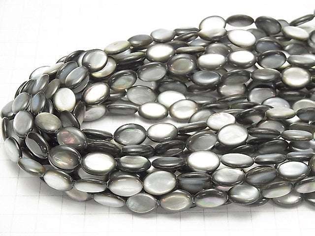 [Video] Black Shell (Black-lip Oyster) AAA Oval 14x10x4mm half or 1strand beads (aprx.15inch/36cm)