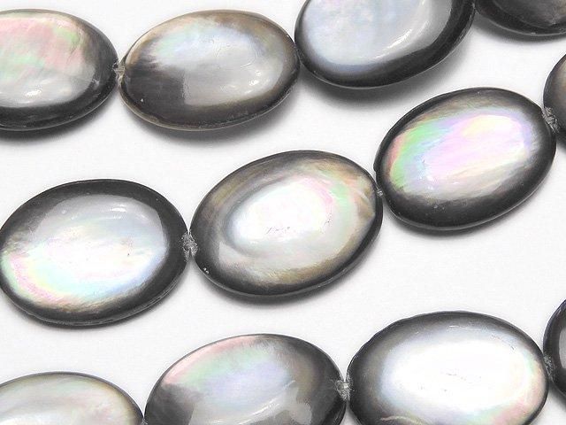 [Video] Black-lip Oyster Shell AAA Oval 20x15mm half or 1-strand beads (approx. 14 inches/34 cm)