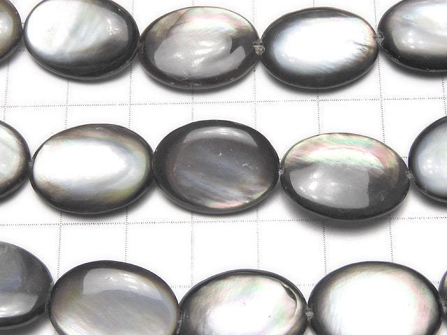 [Video] Black Shell (Black-lip Oyster) AAA Oval 20x15x4mm half or 1strand beads (aprx.14inch/35cm)