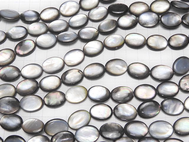 [Video] Black-lip Oyster Shell AAA Oval 20x15mm half or 1-strand beads (approx. 14 inches/34 cm)