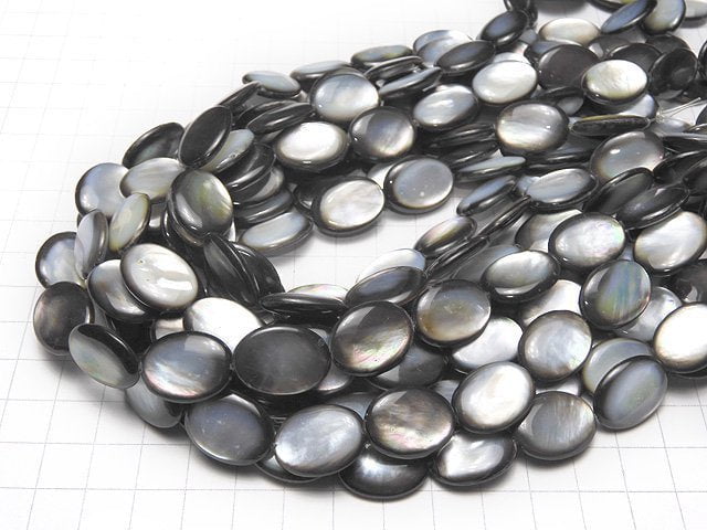 [Video] Black Shell (Black-lip Oyster) AAA Oval 20x15x4mm half or 1strand beads (aprx.14inch/35cm)