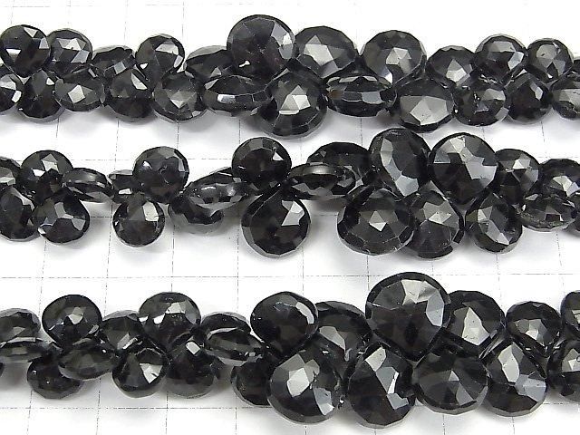 [Video] High Quality Black Tourmaline AAA- Chestnut Faceted Briolette Size Gradation: Half or 1-strand beads (approx. 7 inches/18 cm)