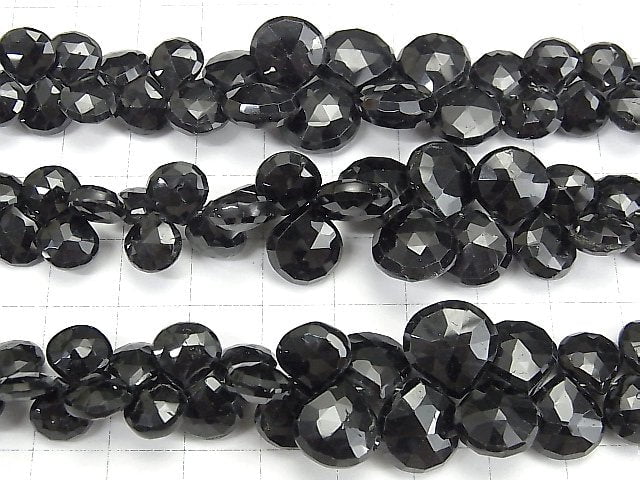 High Quality Black Tourmaline AAA - Chestnut Faceted Briolette Size Gradation half or 1strand beads (aprx.7inch / 18 cm)