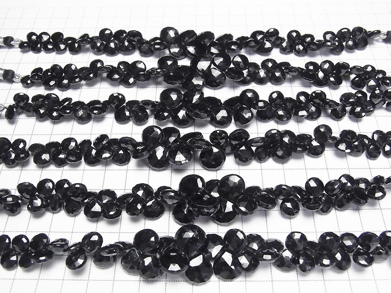 Tourmaline noire de haute qualité AAA - Gradation de taille de perles briolettes à facettes marron : Demi ou 1 rang de perles (environ 18 cm)