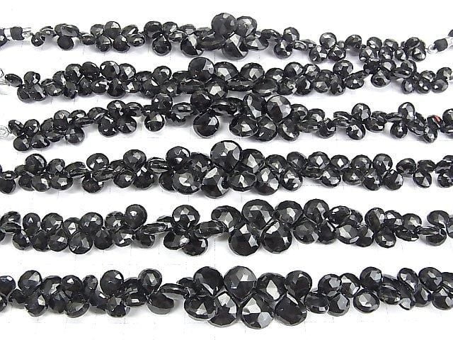 [Video] High Quality Black Tourmaline AAA- Chestnut Faceted Briolette Size Gradation: Half or 1-strand beads (approx. 7 inches/18 cm)