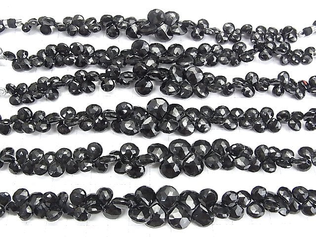 High Quality Black Tourmaline AAA - Chestnut Faceted Briolette Size Gradation half or 1strand beads (aprx.7inch / 18 cm)