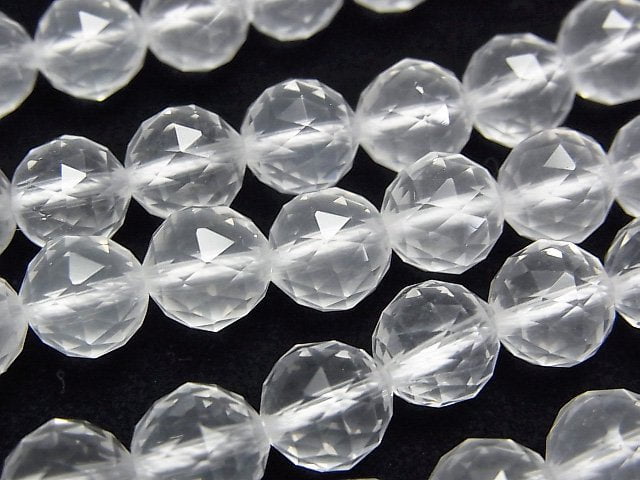 Faceted Round, Milky Quartz, Triangle Gemstone Beads