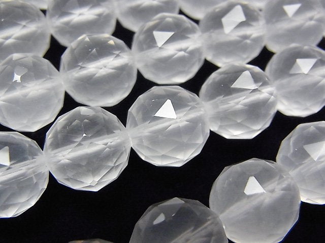 Faceted Round, Milky Quartz, Triangle Gemstone Beads