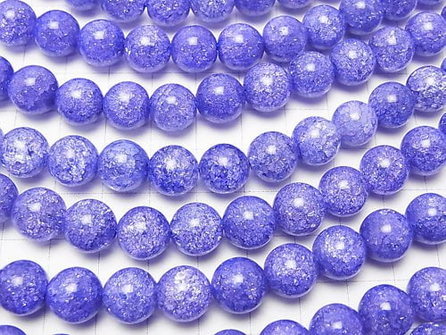 1strand $8.79! Blue Color 1 Cracked Crystal Round 10mm 1strand beads (aprx.15inch / 37cm)