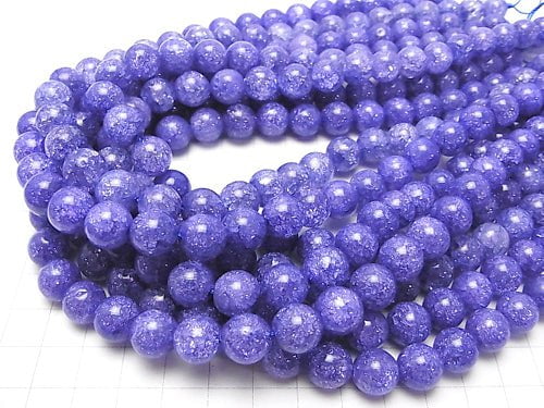 1strand $8.79! Blue Color 1 Cracked Crystal Round 10mm 1strand beads (aprx.15inch / 37cm)