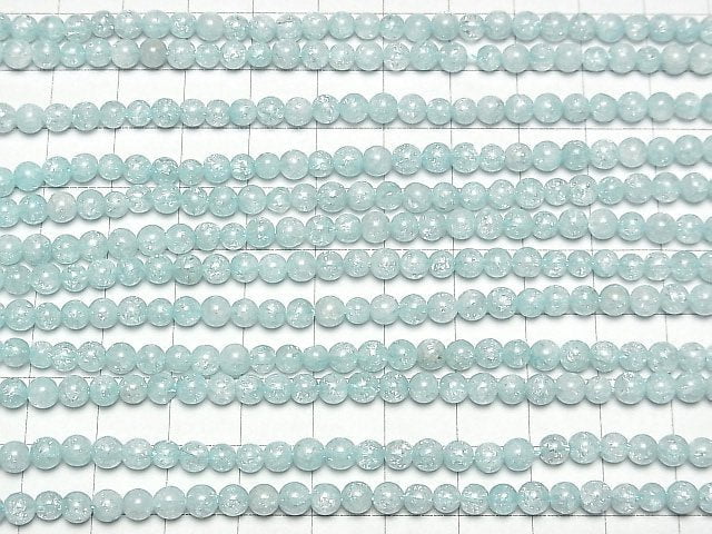 1strand $5.79! Blue Color 2 Cracked Crystal Round 4mm 1strand beads (aprx.15inch / 37cm)