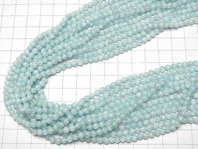 1strand $5.79! Blue Color 2 Cracked Crystal Round 4mm 1strand beads (aprx.15inch / 37cm)