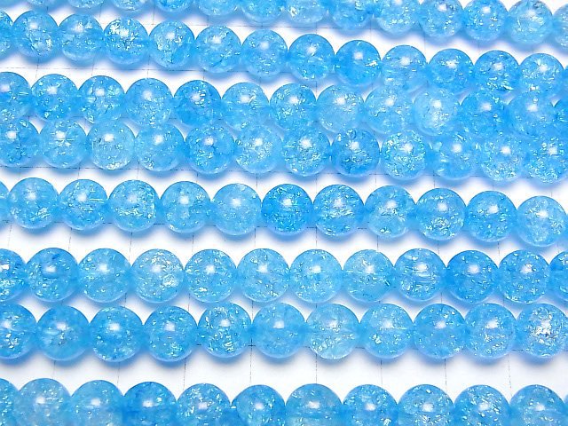 [Video] Blue color 2 Cracked Crystal Round 8mm 1strand beads (aprx.15inch/38cm)