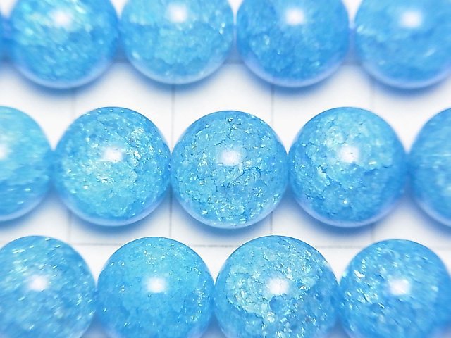 [Video] Blue color 2 Cracked Crystal Round 12mm half or 1strand beads (aprx.15inch/38cm)