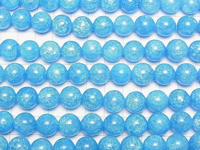 [Video] Blue color 2 Cracked Crystal Round 12mm half or 1strand beads (aprx.15inch/38cm)