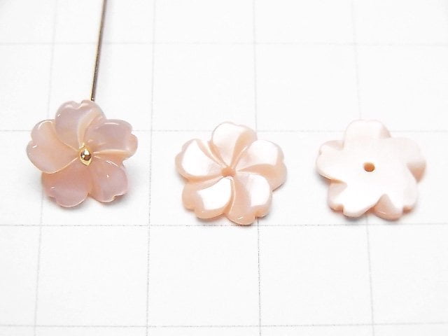 [Video] High quality pink Shell AAA flower [8mm][10mm][12mm] Center hole 3pcs