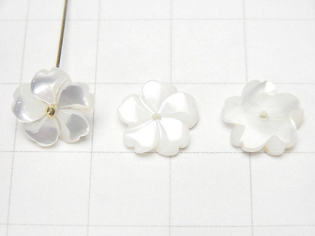 [Video] High Quality White Shell (Silver-lip Oyster) AAA Flower [8mm] [10mm] [12mm] Center Hole 3pcs-