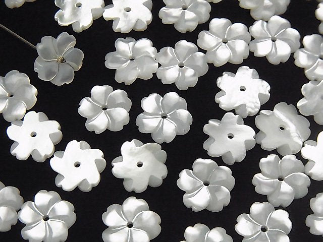 [Video] High Quality White Shell (Silver-lip Oyster) AAA Flower [8mm] [10mm] [12mm] Center Hole 3pcs-
