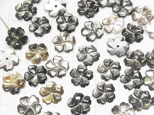 [Video] High Quality Black Shell (Black-lip Oyster ) AAA Flower [8mm][10mm][12mm] Center hole 4pcs