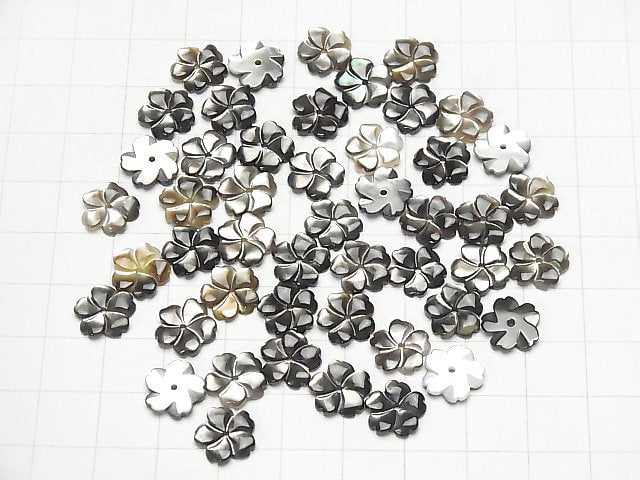 [Video] High Quality Black Shell (Black-lip Oyster ) AAA Flower [8mm][10mm][12mm] Center hole 4pcs