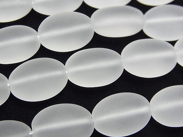 Frosted Crystal Quartz, Oval Gemstone Beads