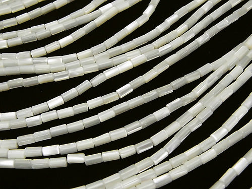 1strand $3.79! Mother of Pearl MOP Tube 5 x 3 x 3 mm White 1 strand beads (aprx.15 inch / 38 cm)