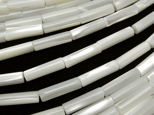 Mother of Pearl MOP White Tube 13x4x4mm 1strand beads (aprx.15inch/37cm)