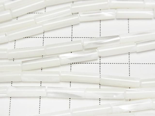 Mother of Pearl MOP White Tube 14x4x4mm 1-strand beads (approx. 15 inches/37 cm)