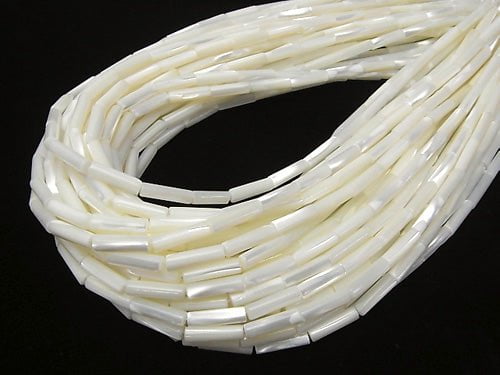 Mother of Pearl MOP White Tube 13x4x4mm 1strand beads (aprx.15inch/37cm)