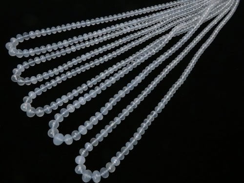 [Video] MicroCut! Natural color blue Chalcedony AAA Faceted Button Rondelle half or 1strand beads (aprx.15 inch / 38 cm)