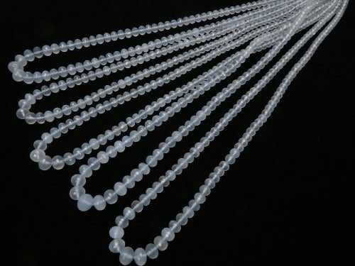 [Video] MicroCut! Natural color blue Chalcedony AAA Faceted Button Roundel half or 1strand beads (aprx.15 inch / 38 cm)