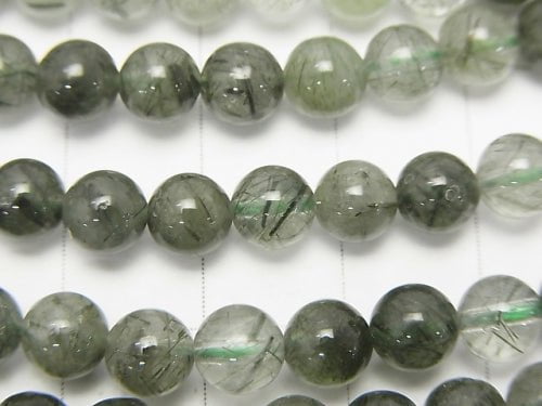 Actinolite in Quartz AA + Round 6 mm half or 1 strand beads (aprx.15 inch / 38 cm)