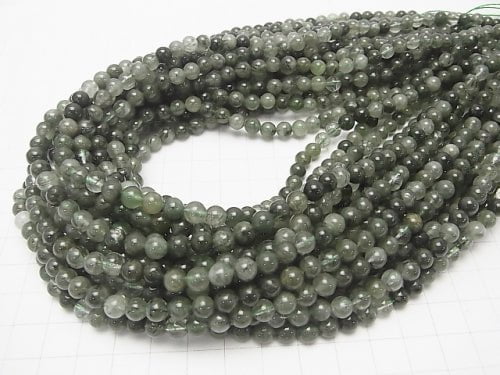 Actinolite in Quartz AA + Round 6 mm half or 1 strand beads (aprx.15 inch / 38 cm)