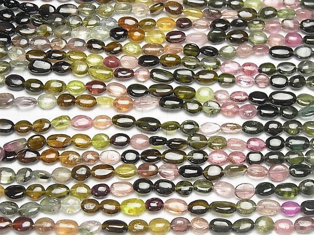 [Video] High Quality Tourmaline AAA Oval half or 1strand beads (aprx.14inch / 34cm)