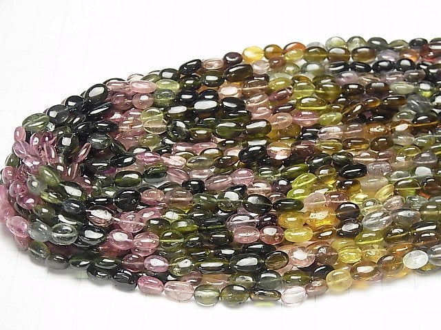 [Video] High Quality Tourmaline AAA Oval half or 1strand beads (aprx.14inch / 34cm)