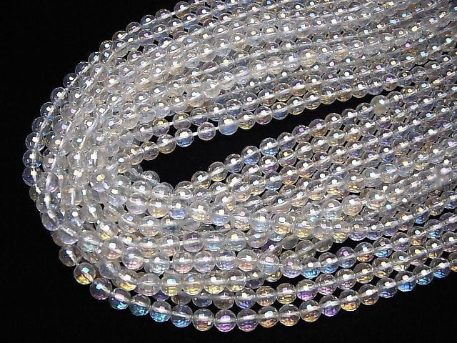 [Video] Aqua Crystal  128Faceted Round 6mm half or 1strand beads (aprx.15inch/38cm)