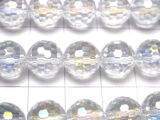 [Video]Aqua Crystal 128Faceted Round 10mm half or 1strand beads (aprx.15inch/36cm)